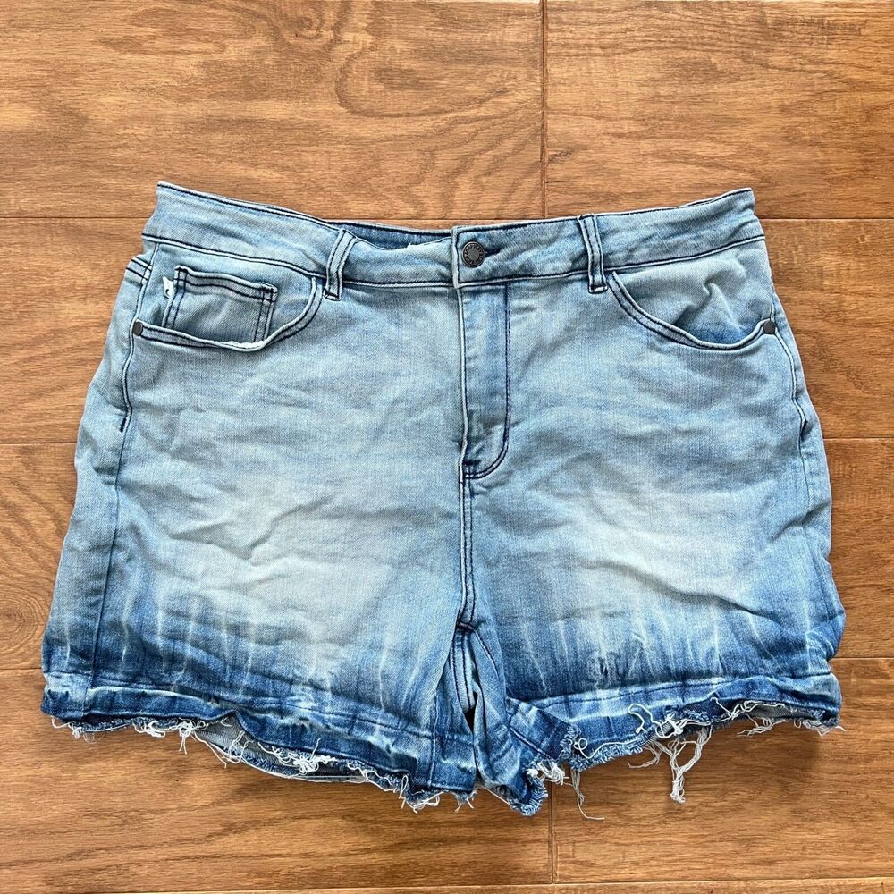 Judy Blue Denim Jean Shorts Size 2XL Tie Dye Hem Cut Off JB150053